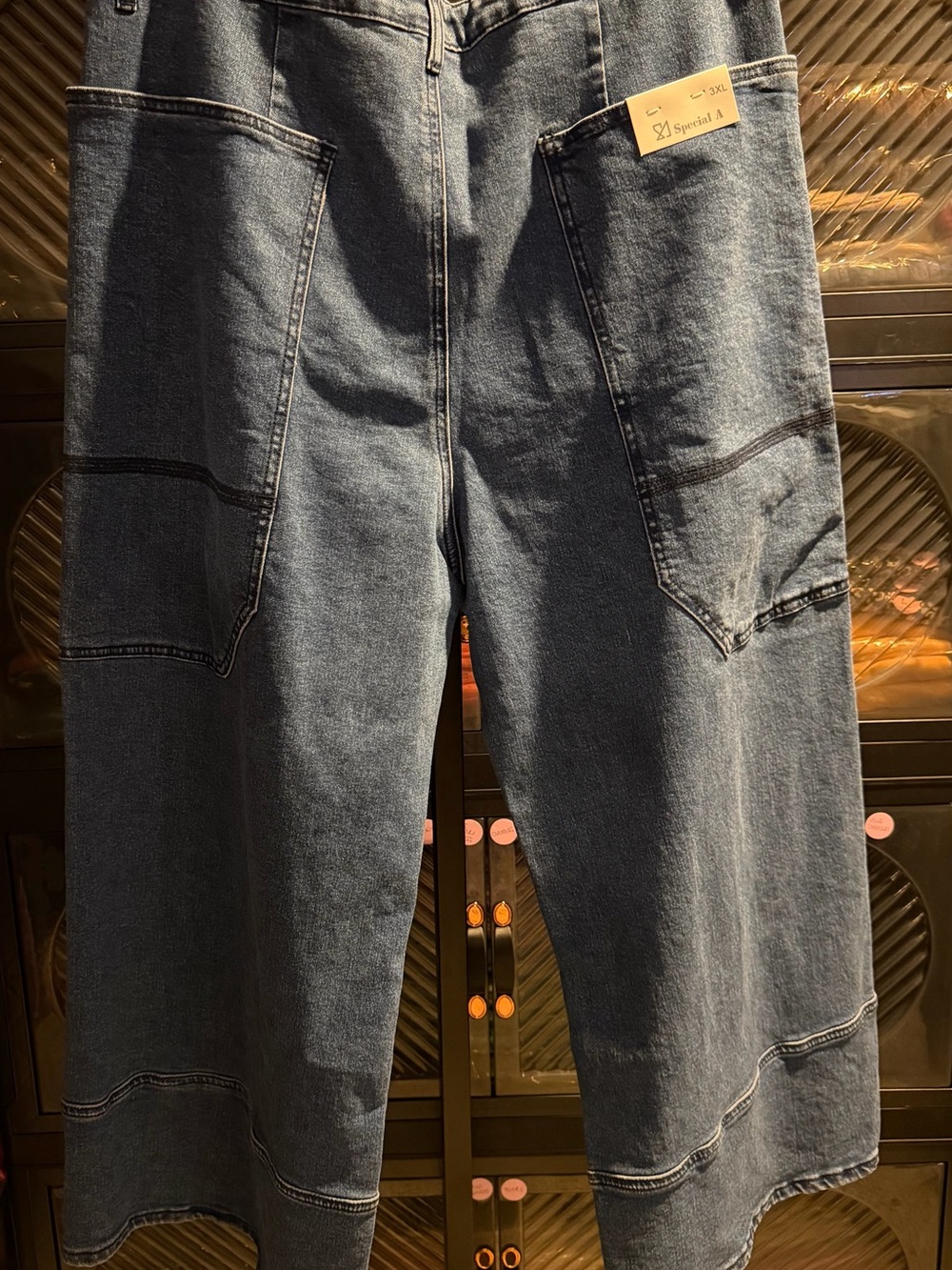 Special A Plus Size Wide Leg Crop Dark Blue Denim Pants